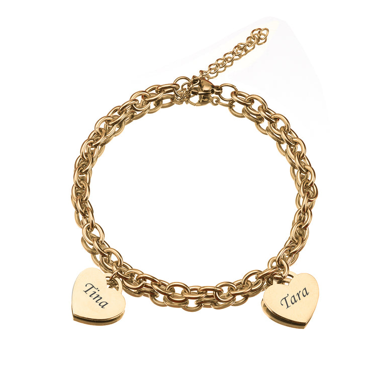 Engraved hearts bracelet or anklet with your personalized initials in  Sterling Silver or Solid Gold